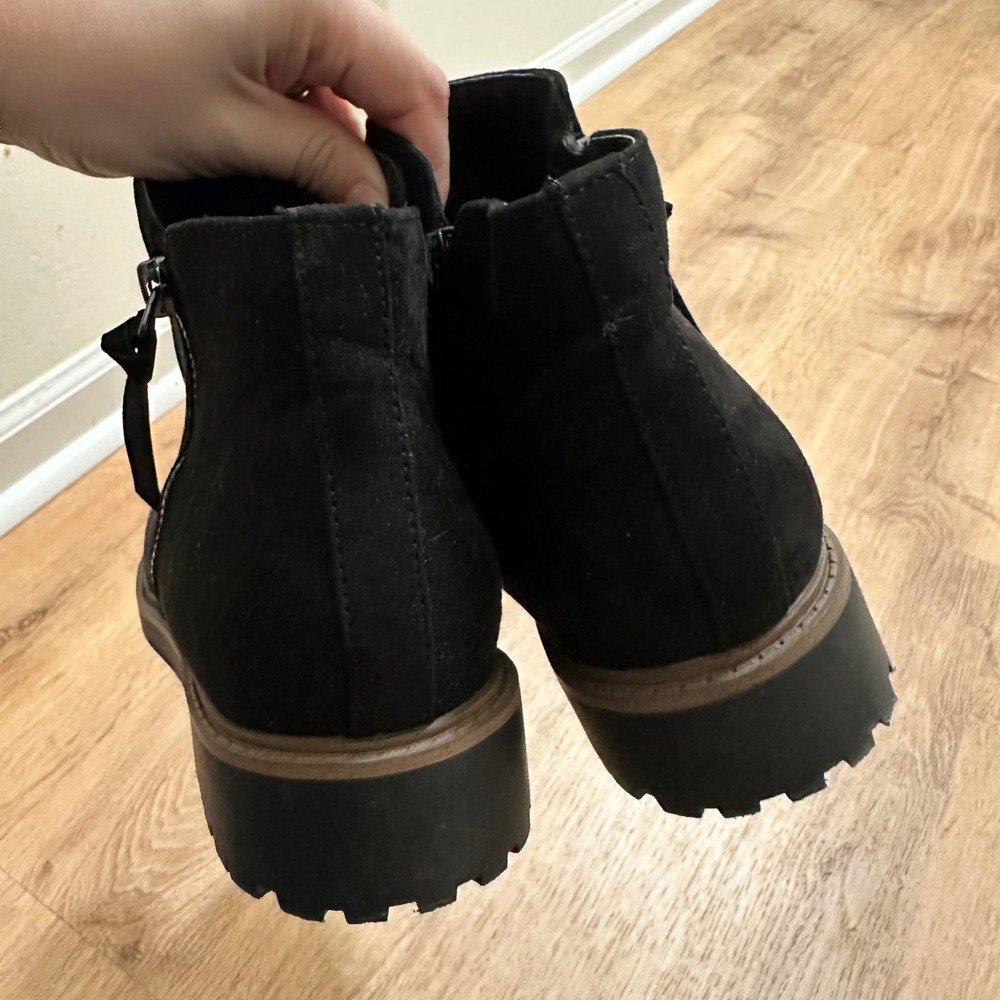 Esprit | Women's Black Faux Suede Lug Sole Ankle Boots Side Zip Boot Shoes, 8.5 - Picture 5 of 7